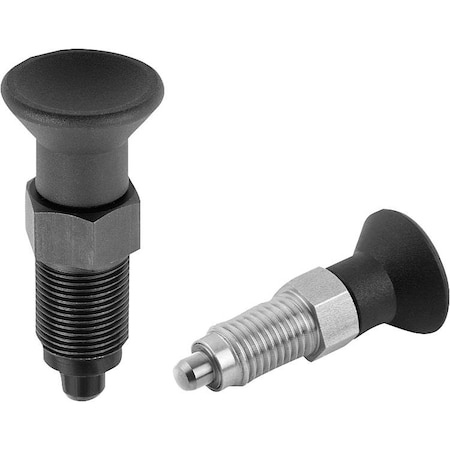 Kipp Indexing Plunger Premium, Cylindrical, Size:3 D1=M16X1, 5, D=8, Form:A Wo. Groove Wo Locknut,  K0736.41308